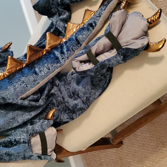 FAO Schwartz 4T Dragon costume. Texture Dark Teal metalic velvety material. - Picture 4 of 10